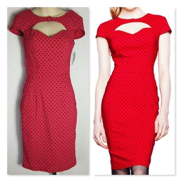 Hell Bunny Dresses & Skirts - Hell Bunny Vixen Red Sz SM Polka Dot Pencil Dress